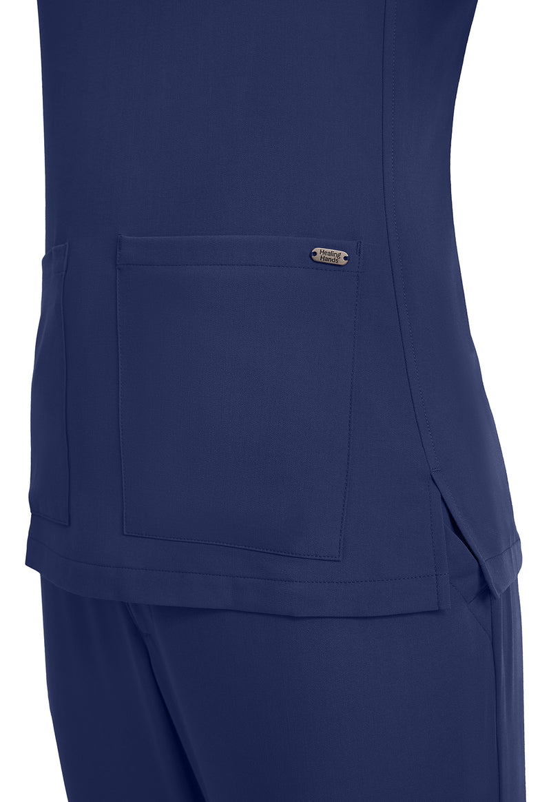 Navy - Women's 3-Pocket Y-Neck Scrub Top (View 3)