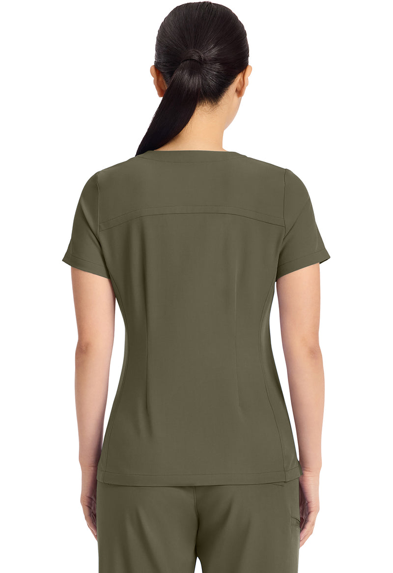Olive - Healing Hands Quest Women Scrub Top - Back View