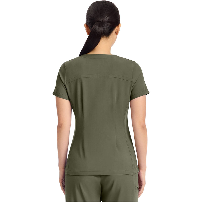 olive - Women's 3-Pocket Y-Neck Top