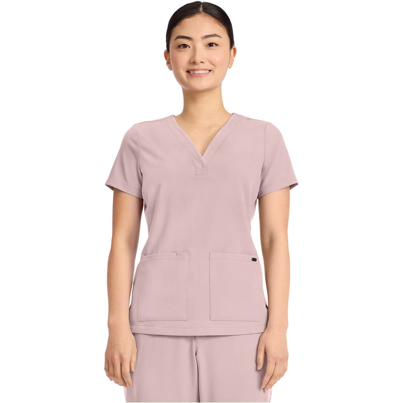 pink pearl - Women's 3-Pocket Y-Neck Top