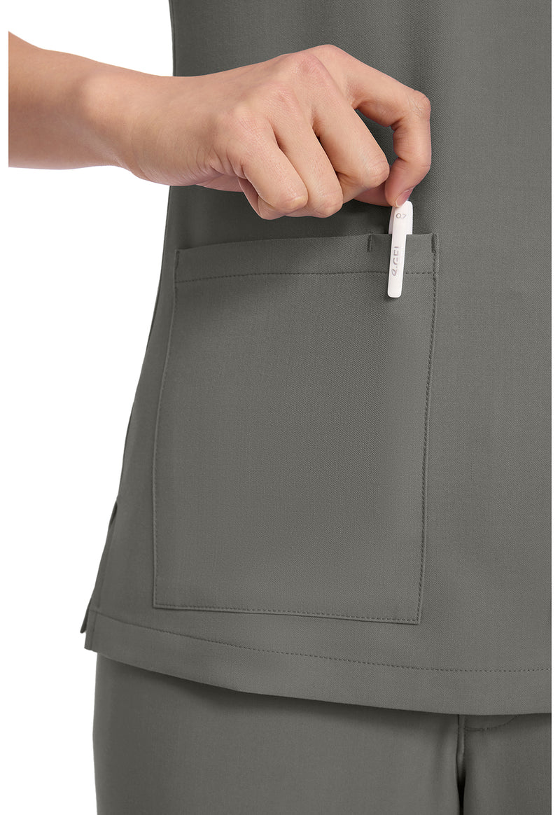 Pewter - Women's 3-Pocket Y-Neck Scrub Top (View 2)