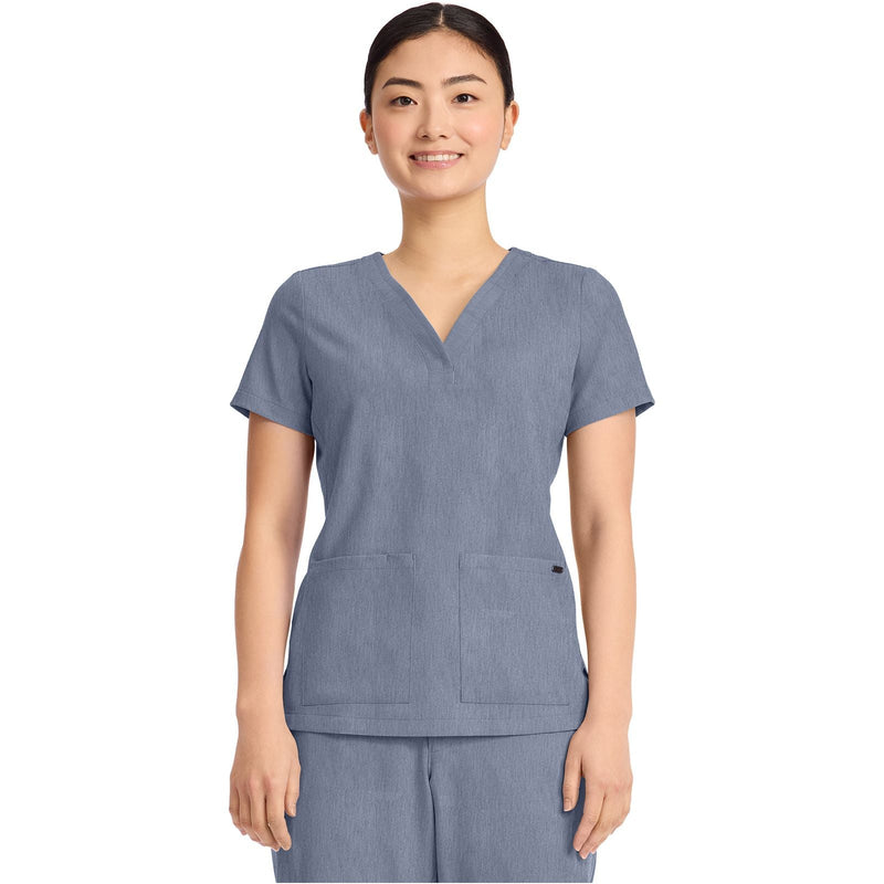 twilight blue - Women's 3-Pocket Y-Neck Top