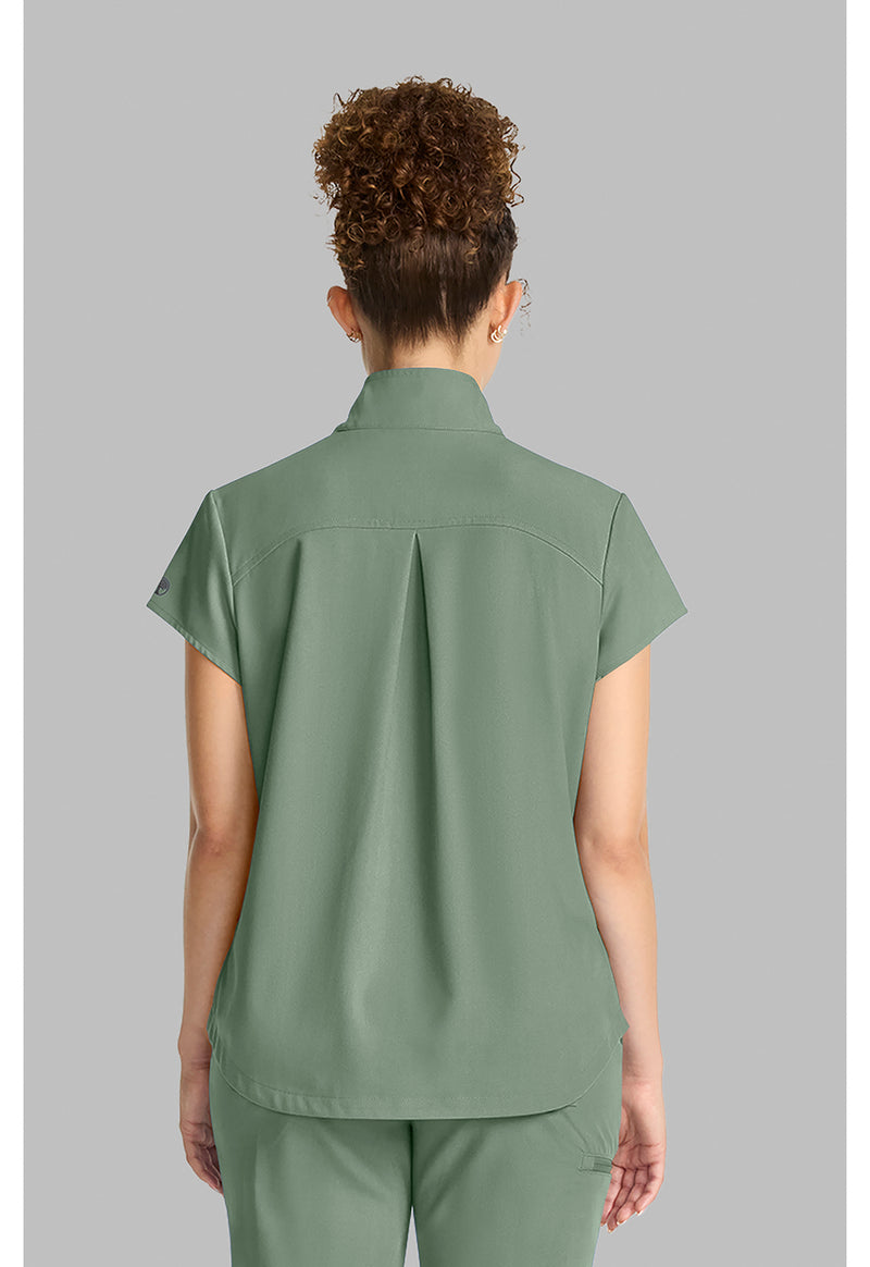 Acadia Green - Healing Hands Quest Women Scrub Top - Back View