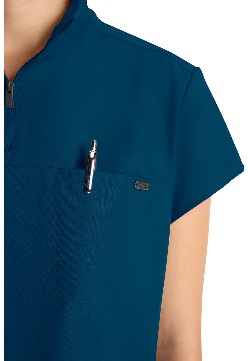 Caribbean - Women's Partial Zip Stand Collar Scrub Top (View 3)