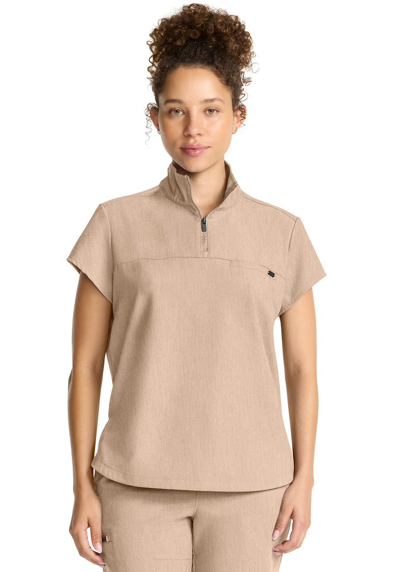 Desert Taupe - Healing Hands Quest Women Scrub Top - Front View