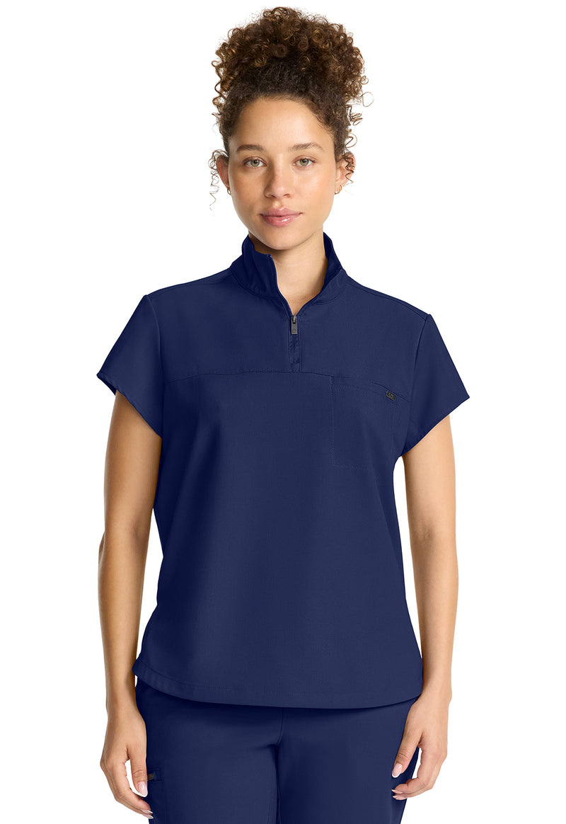 Navy - Healing Hands Quest Women Scrub Top - Front View