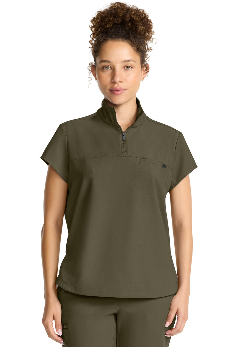Olive - Healing Hands Quest Women Scrub Top - Front View