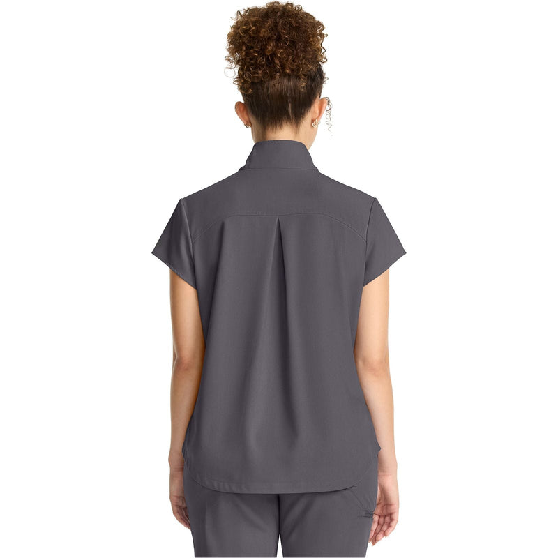 pewter - Women's Partial Zip Stand Collar Top