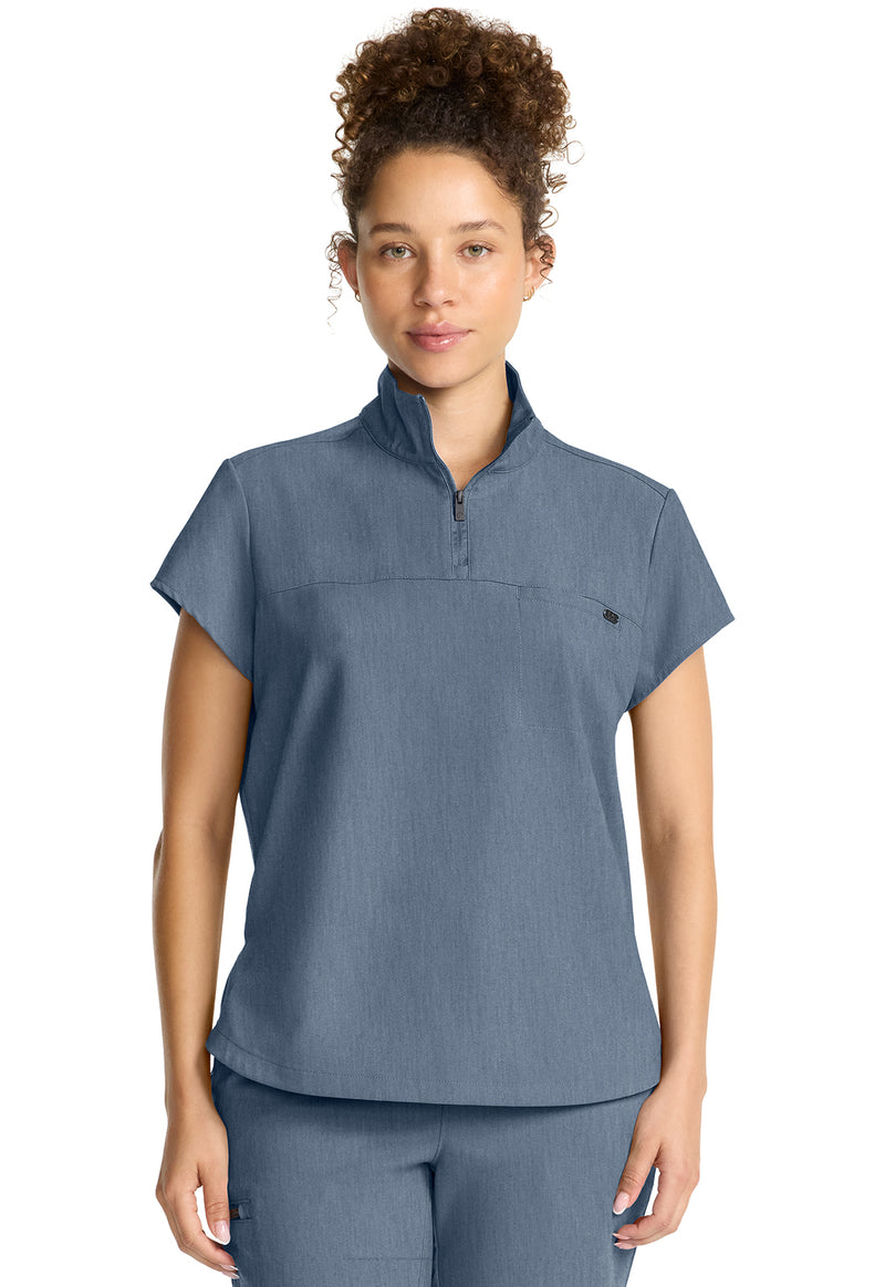 Twilight Blue - Healing Hands Quest Women Scrub Top - Front View