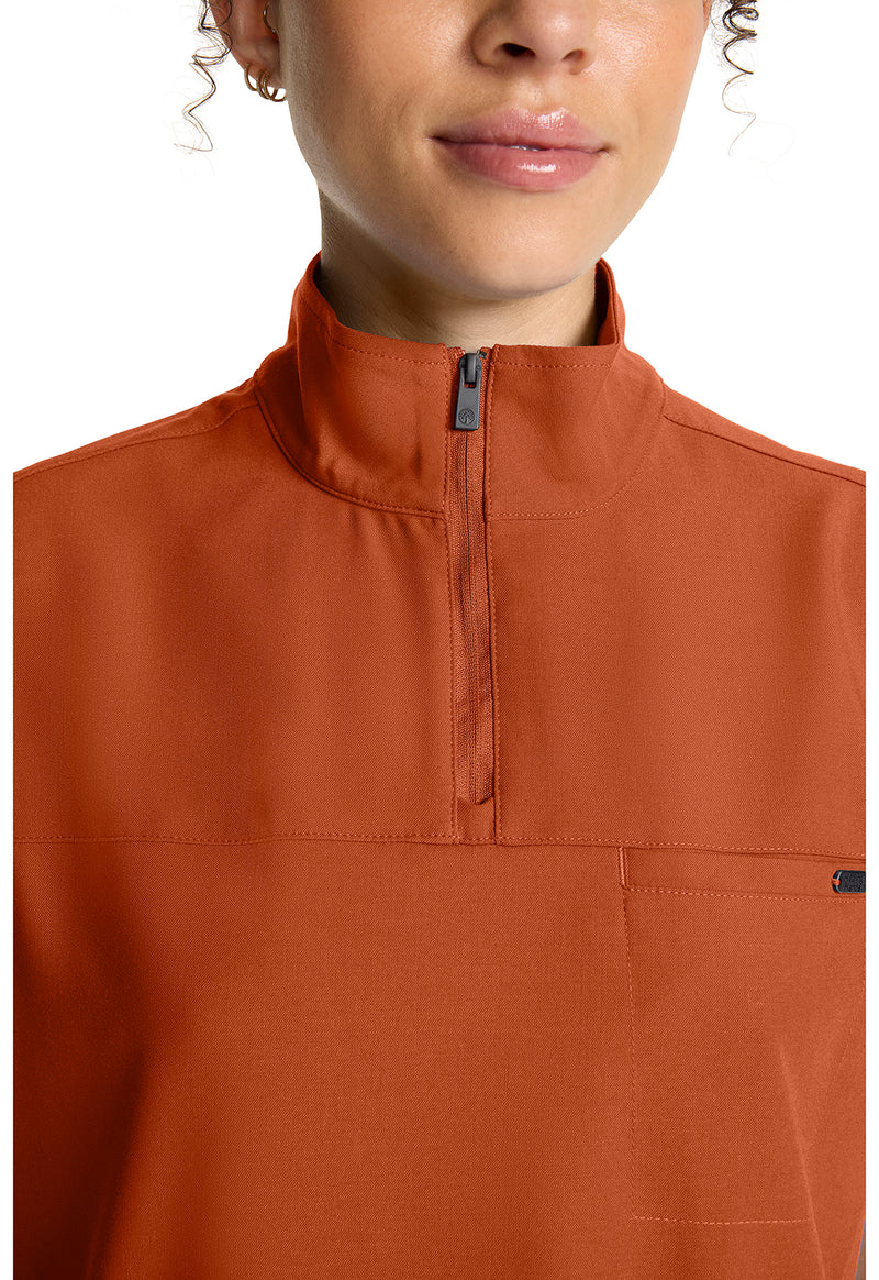 Warm Sunrise - Women's Partial Zip Stand Collar Scrub Top (View 4)