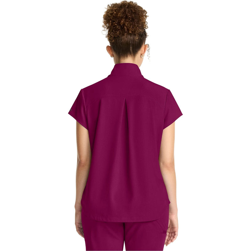 wine - Women's Partial Zip Stand Collar Top