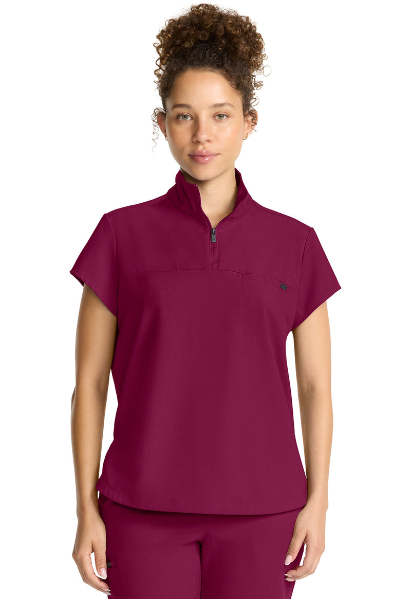 Wine - Healing Hands Quest Women Scrub Top - Front View