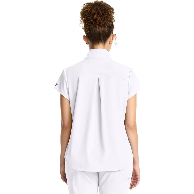 white gardenia - Women's Partial Zip Stand Collar Top