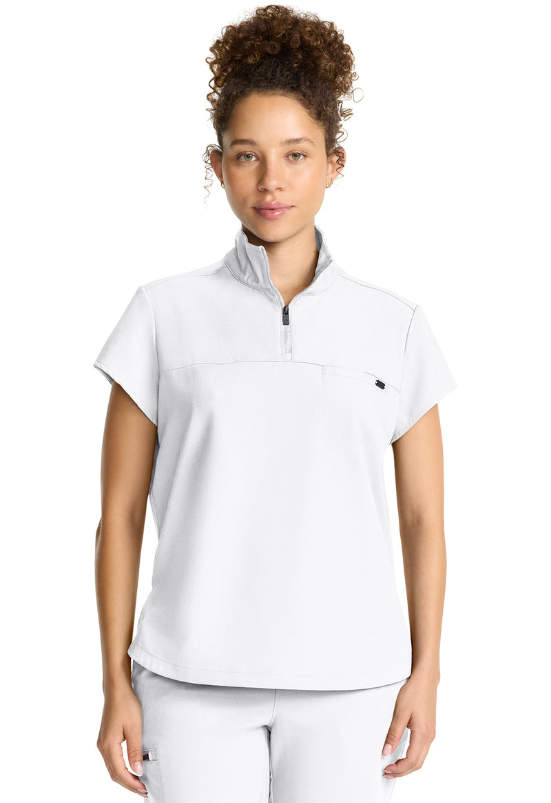 White Gardenia - Healing Hands Quest Women Scrub Top - Front View