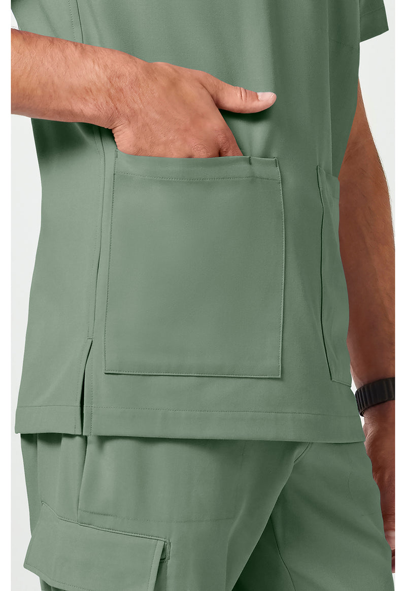 Acadia Green - Men's V-Neck Scrub Top (View 4)