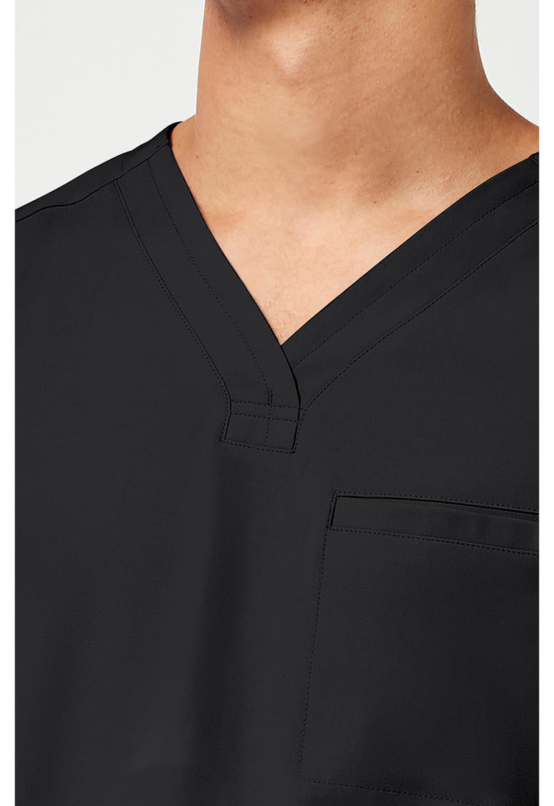 Black - Men's V-Neck Scrub Top (View 2)
