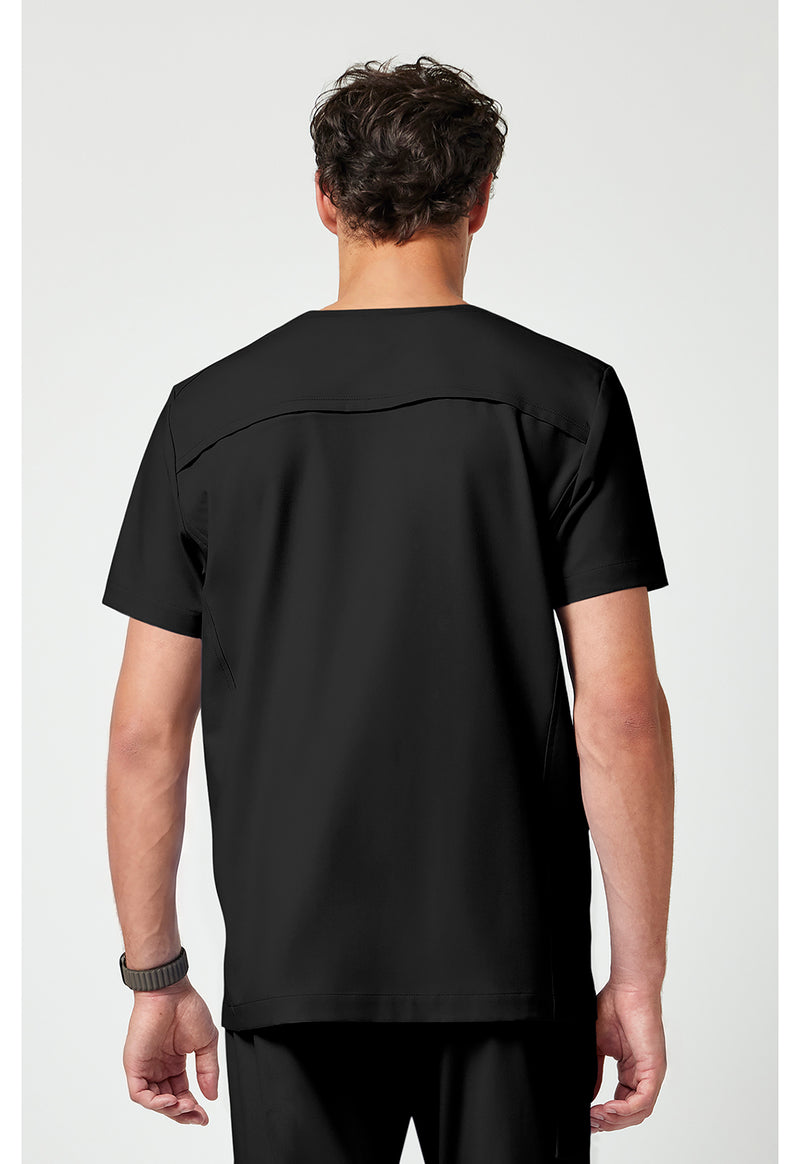 Black - Healing Hands Quest Men Scrub Top - Back View
