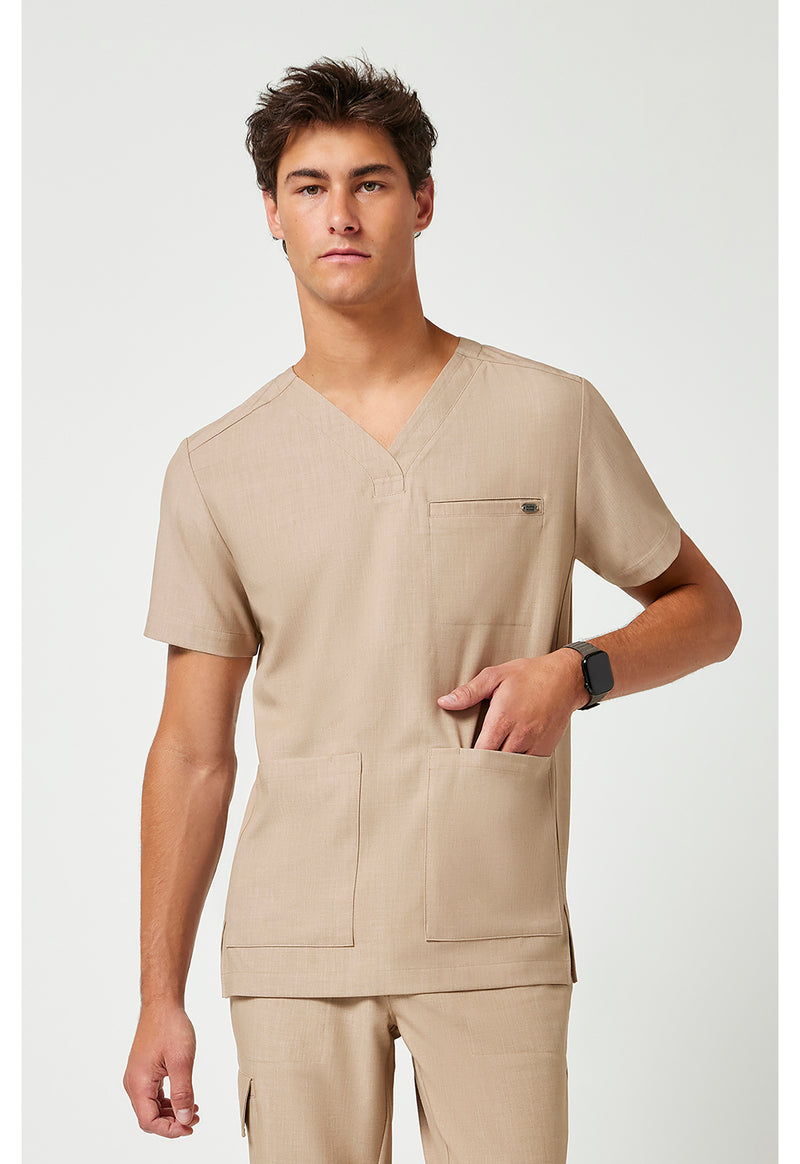 Desert Taupe - Men's V-Neck Scrub Top (View 4)