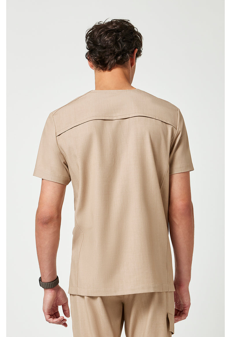 Desert Taupe - Healing Hands Quest Men Scrub Top - Back View