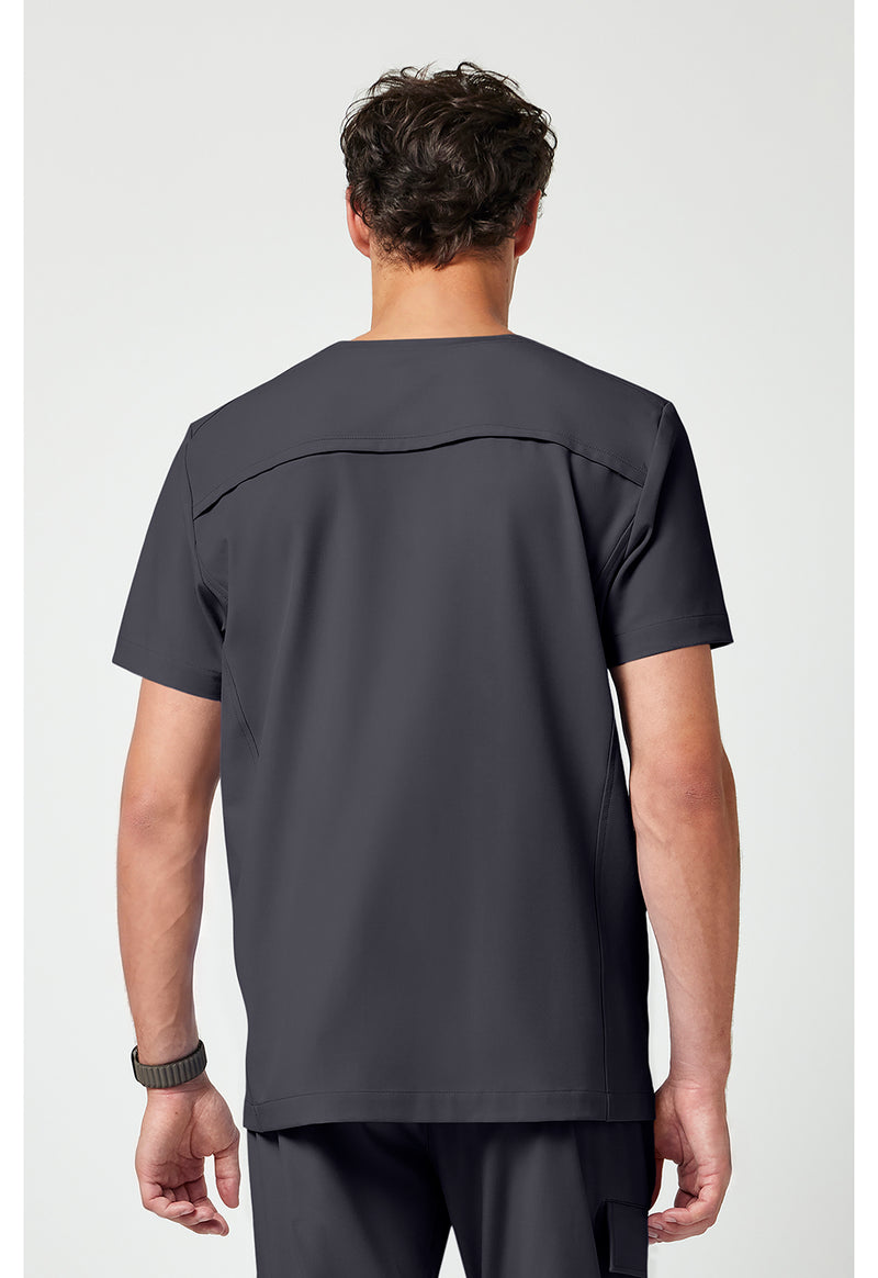 Pewter - Healing Hands Quest Men Scrub Top - Back View