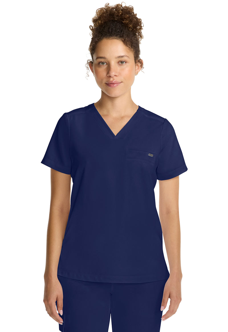 Navy - Healing Hands Quest Women Scrub Top - Front View