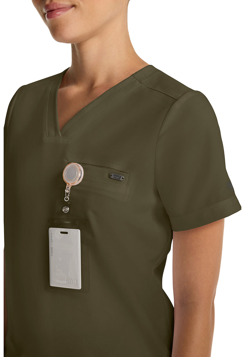 olive - Women's Tuck-in V-Neck Top (View 2)