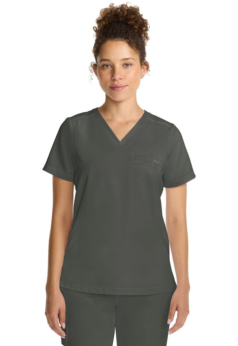 Pewter - Healing Hands Quest Women Scrub Top - Front View