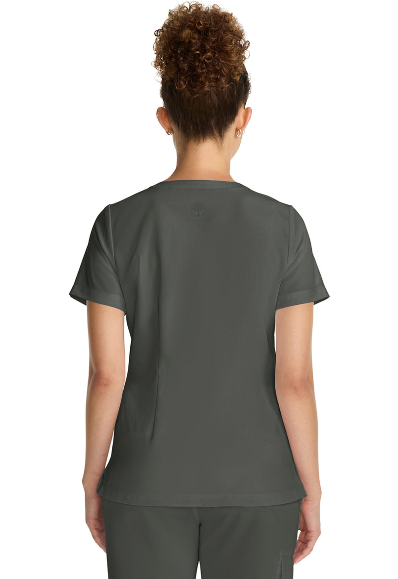 Pewter - Healing Hands Quest Women Scrub Top - Back View