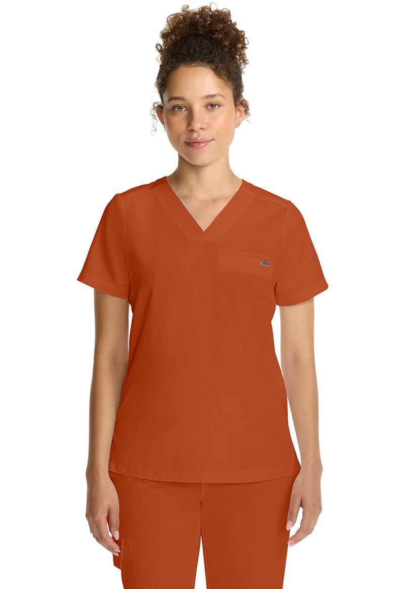 Warm Sunrise - Healing Hands Quest Women Scrub Top - Front View