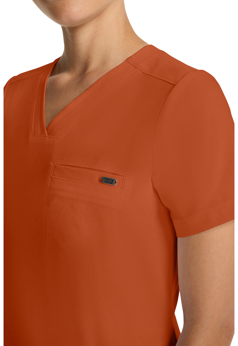 Warm Sunrise - Women's Tuck-in V-Neck Scrub Top (View 3)