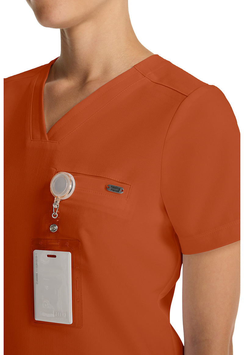 Warm Sunrise - Women's Tuck-in V-Neck Scrub Top (View 4)