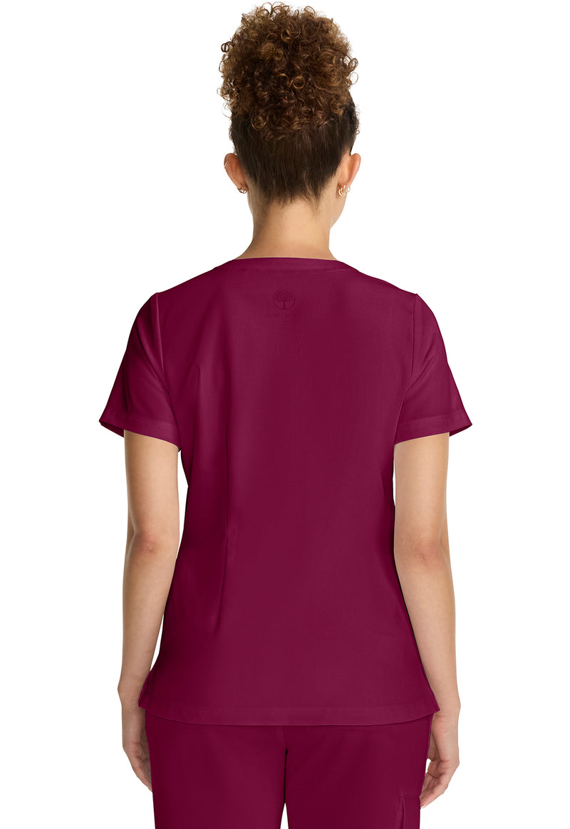 Wine - Healing Hands Quest Women Scrub Top - Back View