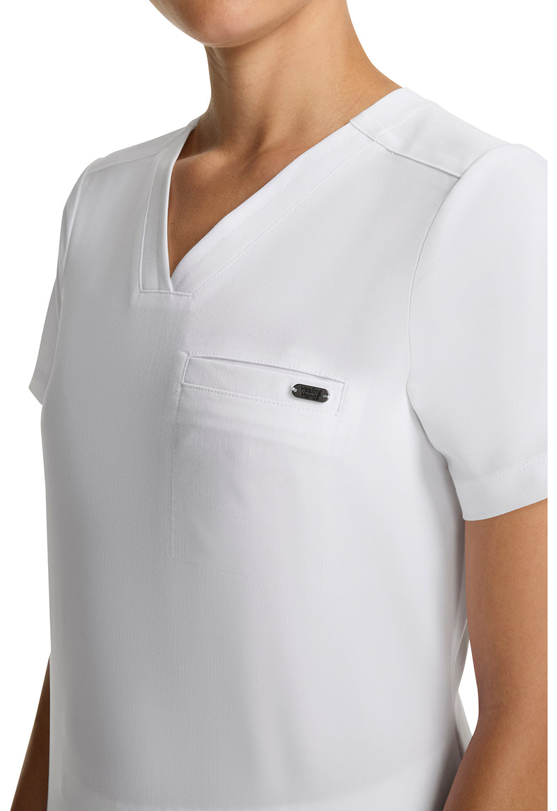White Gardenia - Women's Tuck-in V-Neck Scrub Top (View 4)