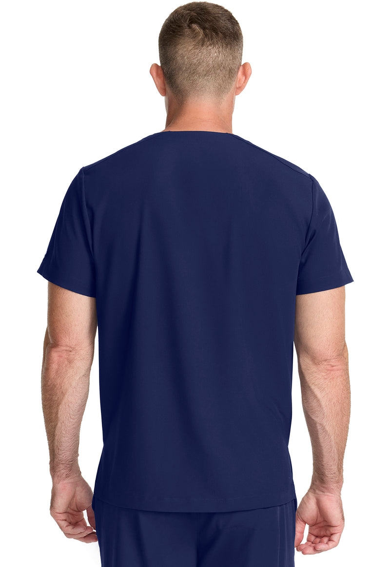 Navy - Healing Hands Quest Men Scrub Top - Back View