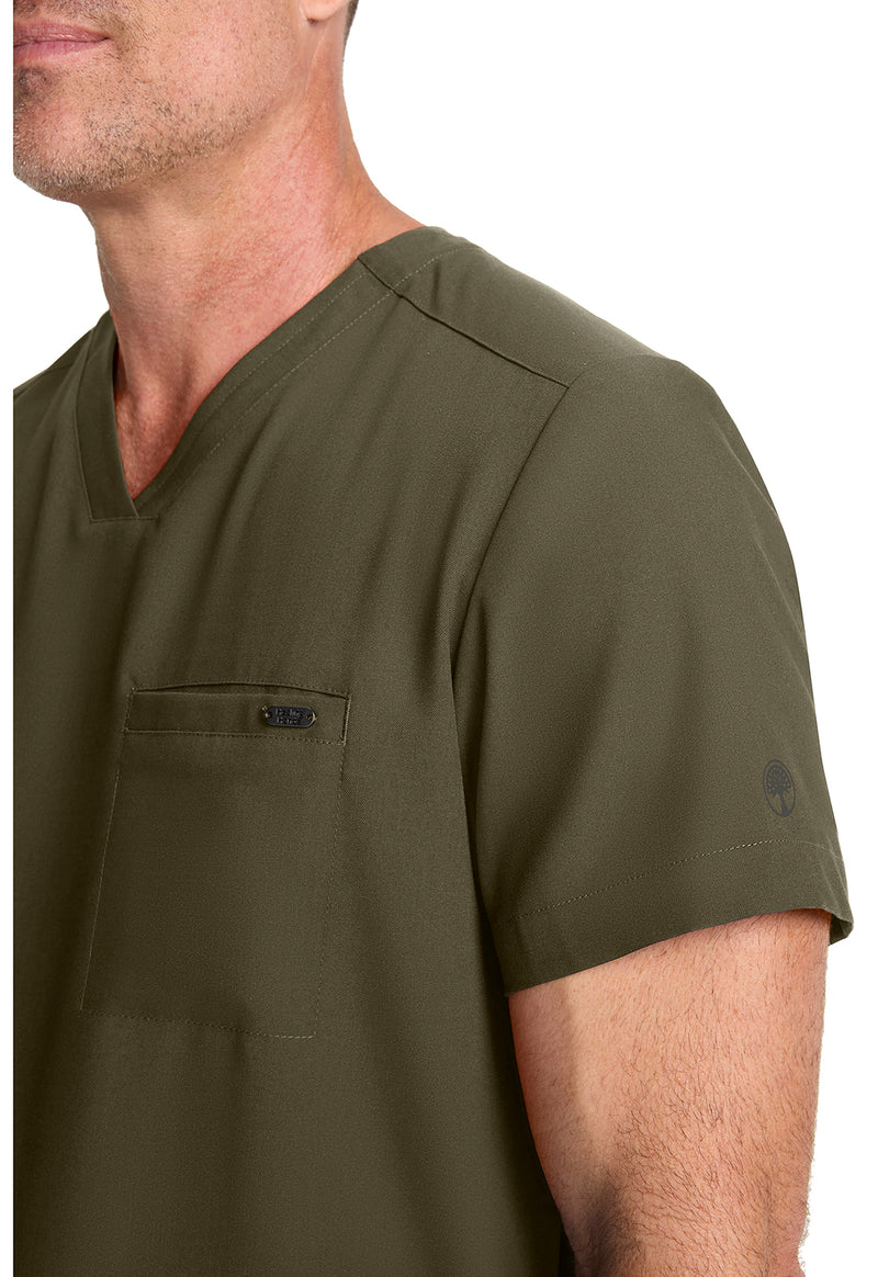 Olive - Men's 1-Pocket V-Neck Scrub Top (View 4)