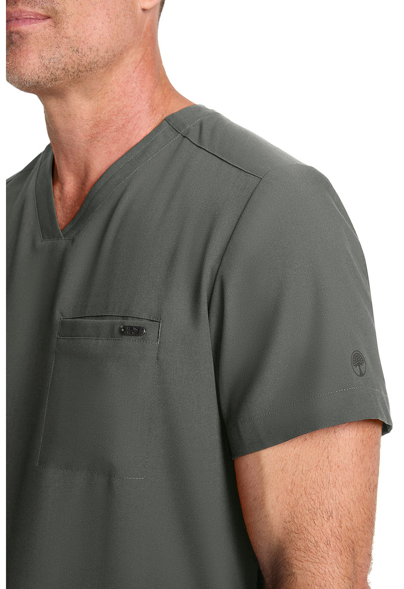 Pewter - Men's 1-Pocket V-Neck Scrub Top (View 4)