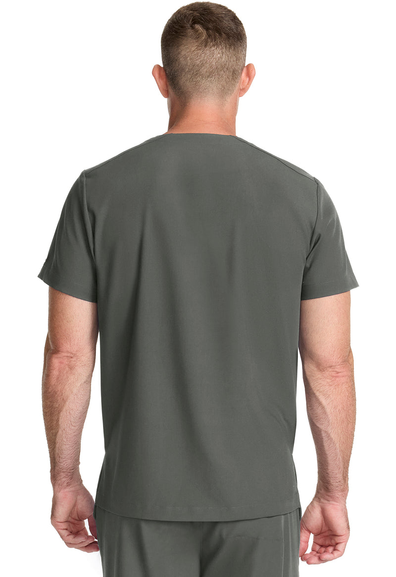 Pewter - Healing Hands Quest Men Scrub Top - Back View