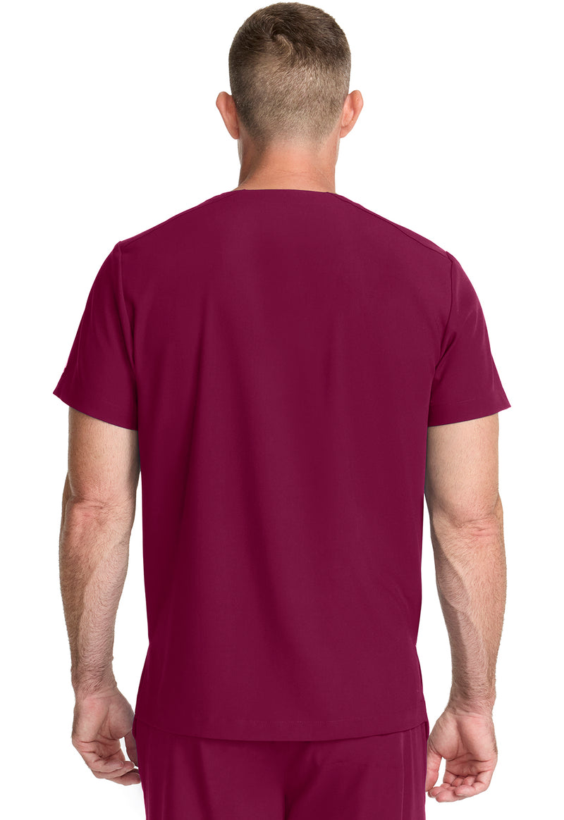 Wine - Healing Hands Quest Men Scrub Top - Back View