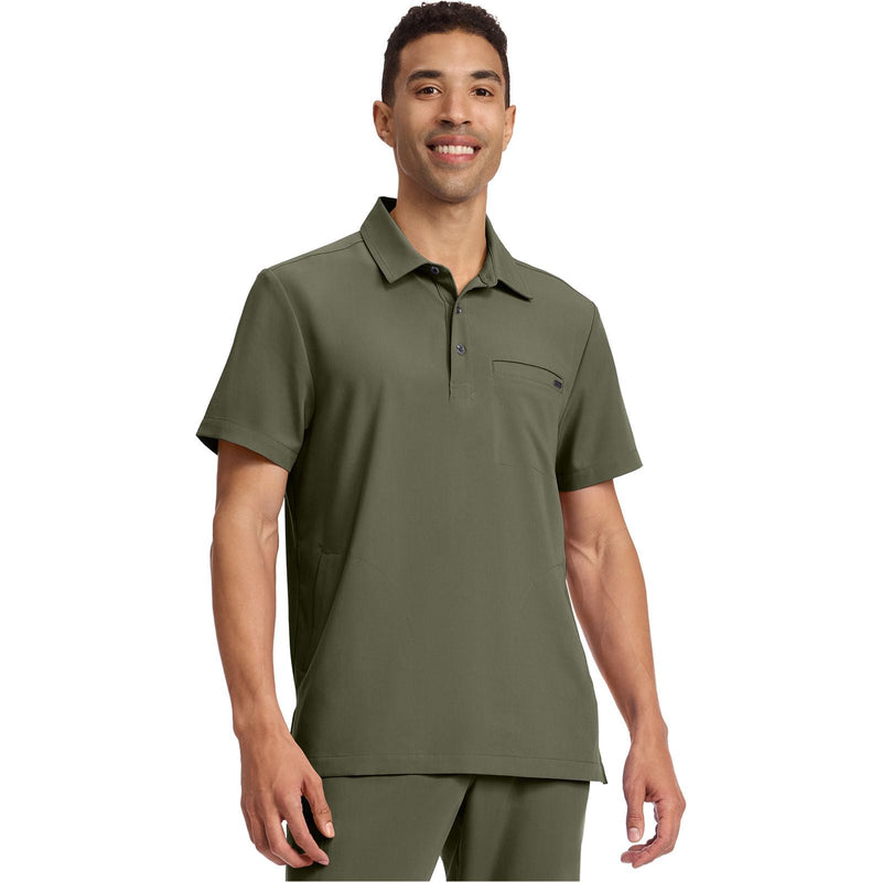olive - Men's 3-Pocket Polo Collar Top