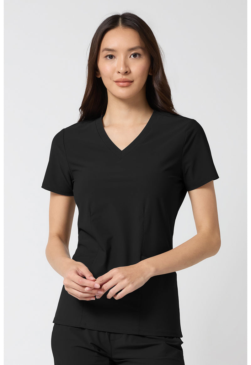 Black - Cherokee IN Pursuit Women Scrub Top - Front View