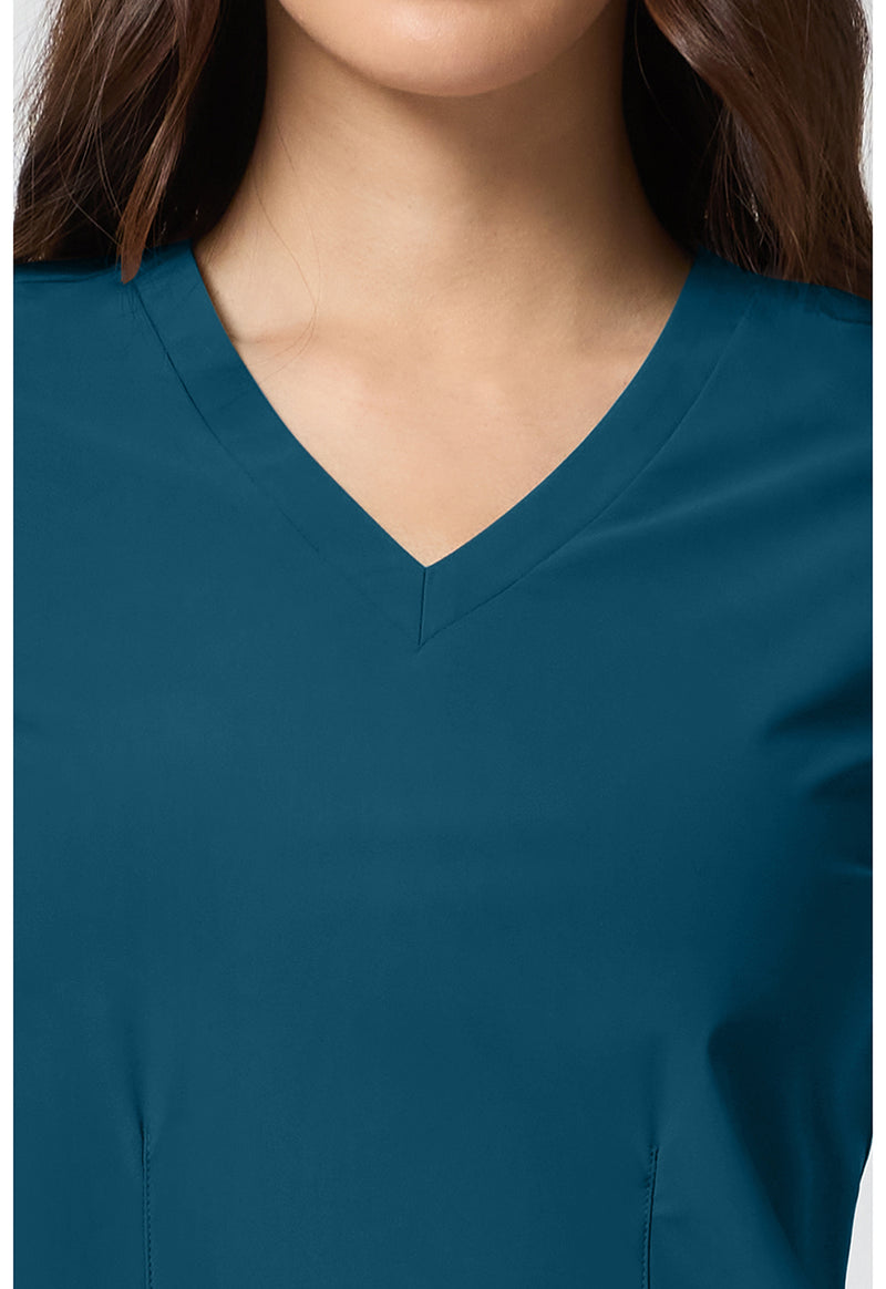 Caribbean Blue - Women's V-Neck Scrub Top (View 2)