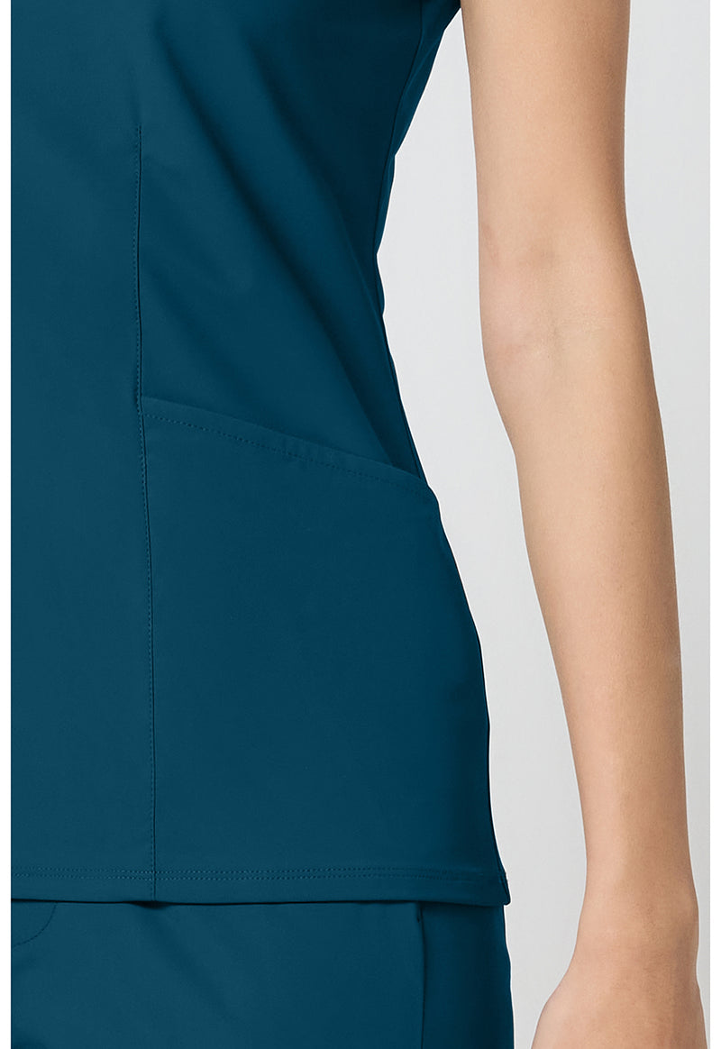 Caribbean Blue - Women's V-Neck Scrub Top (View 3)