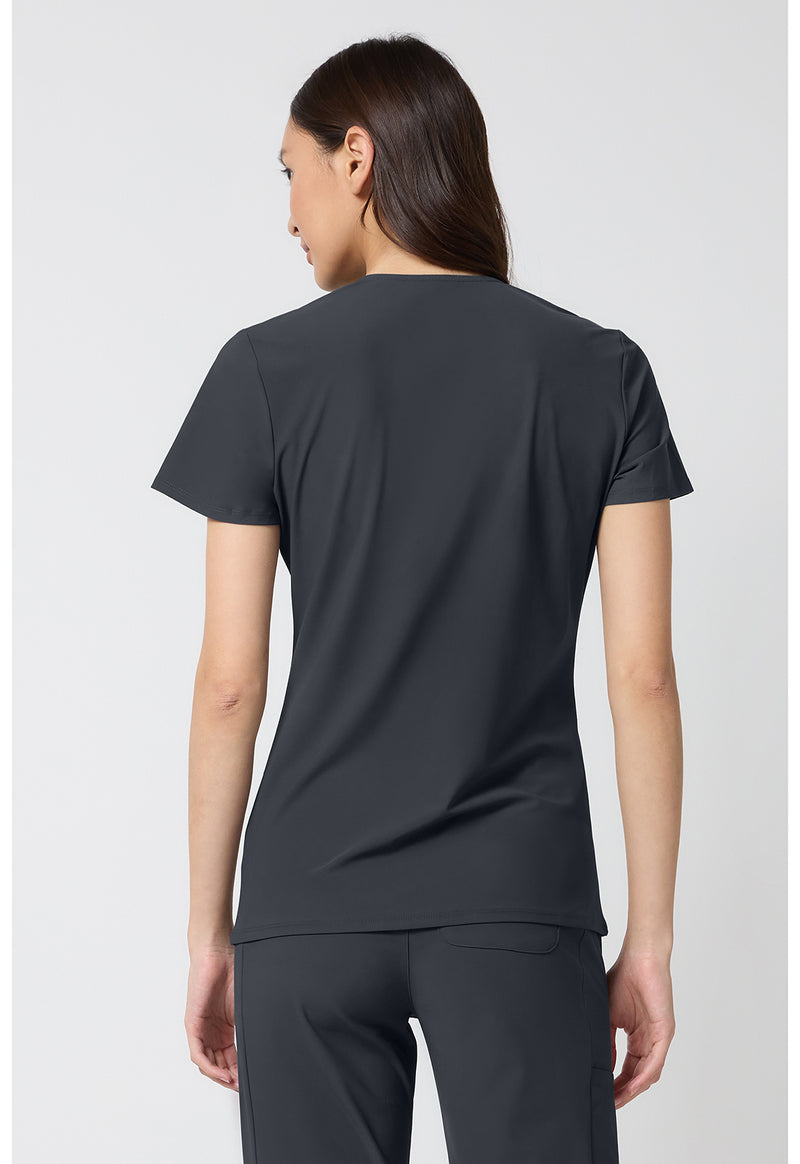 Pewter - Cherokee IN Pursuit Women Scrub Top - Back View