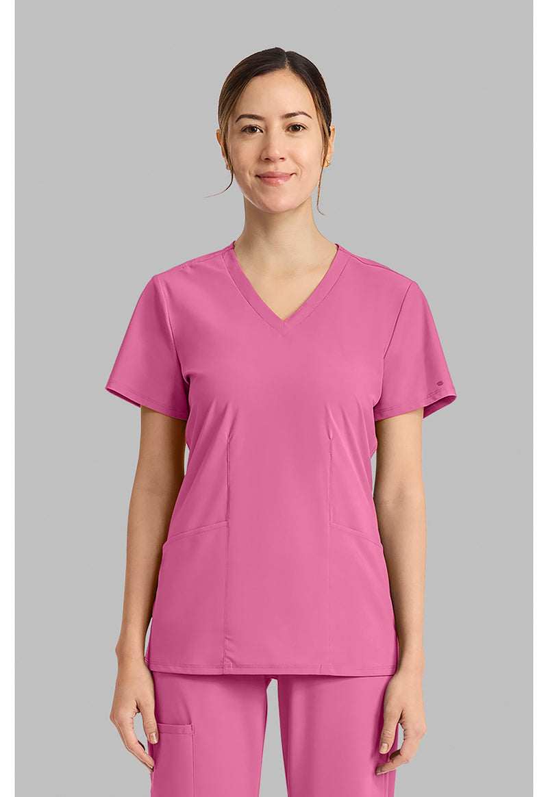 Tropical Pink - Cherokee IN Pursuit Women Scrub Top - Front View
