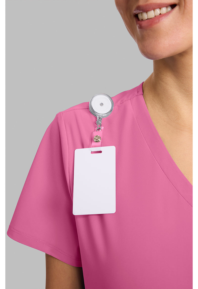 Tropical Pink - Women's V-Neck Scrub Top (View 3)