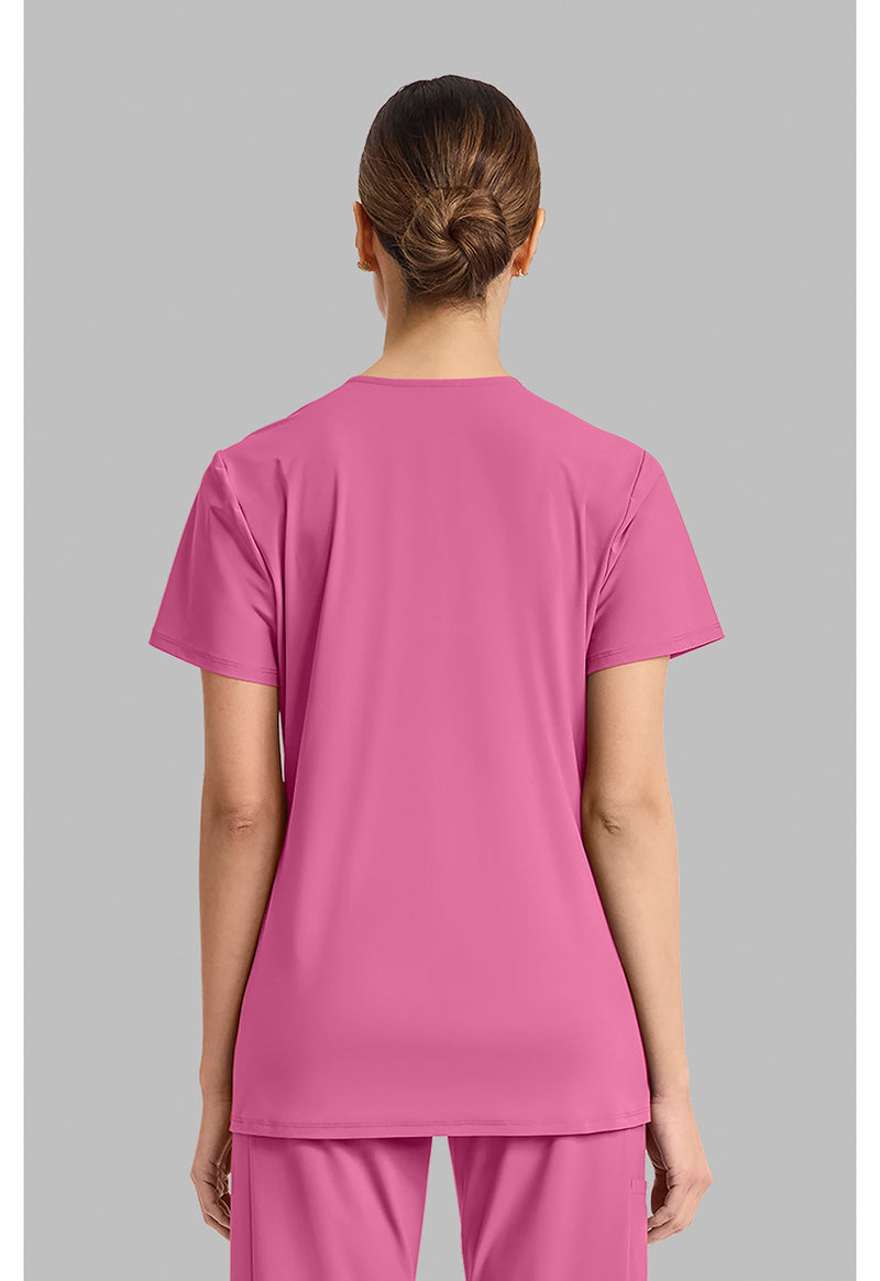 Tropical Pink - Cherokee IN Pursuit Women Scrub Top - Back View