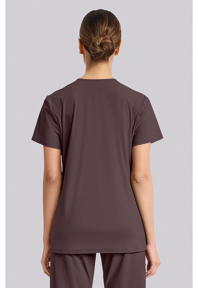 Walnut Roast - Cherokee IN Pursuit Women Scrub Top - Back View
