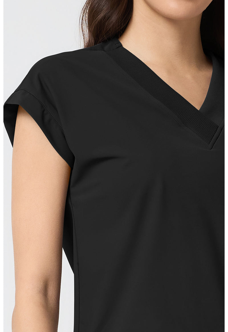 Black - Women's Dolman V-Neck Scrub Top (View 3)