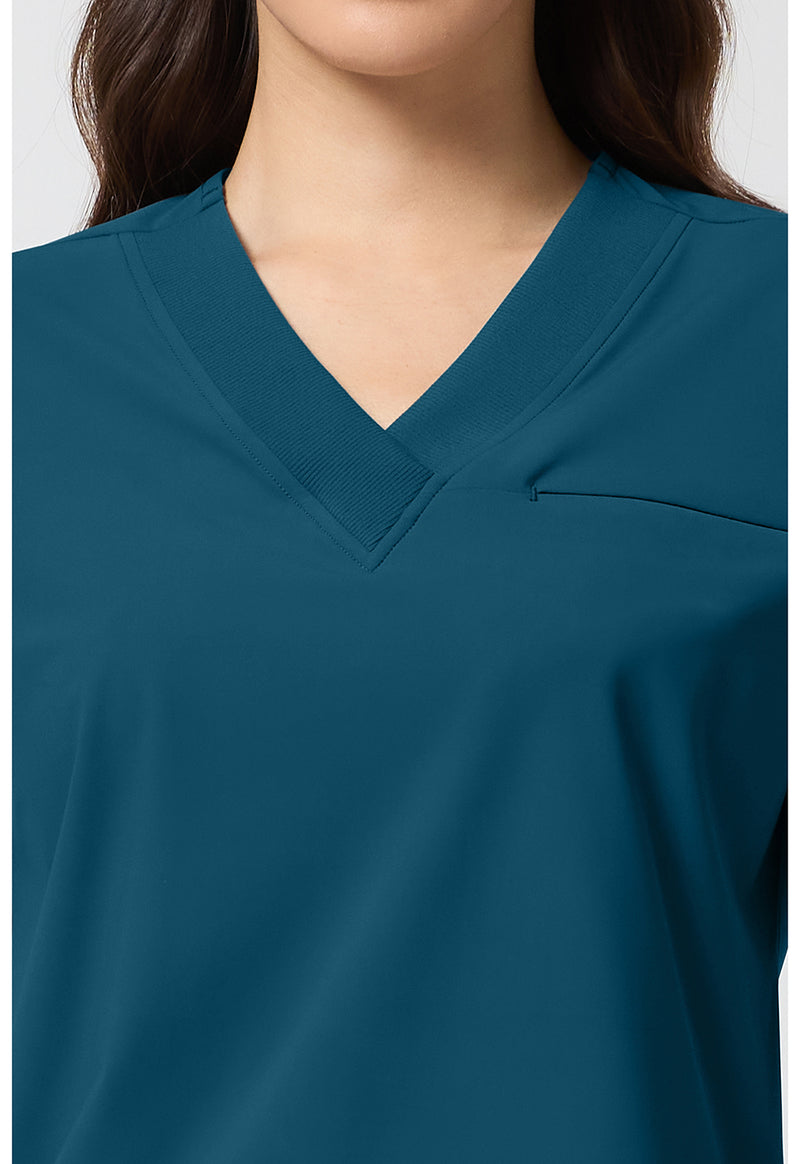 Caribbean Blue - Women's Dolman V-Neck Scrub Top (View 2)