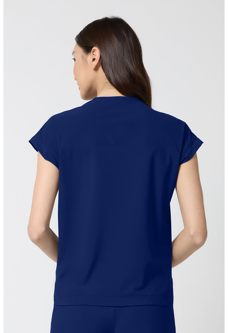 Navy - Cherokee IN Pursuit Women Scrub Top - Back View